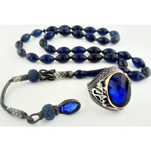 925 sterling Silver Ring and Fire Amber Rosary Kombin