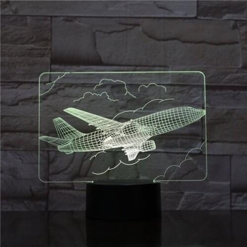 Airplane Atmosphere Lamp Touch Switch 3D Illusion Night Light LED Acrylic Nightlight Boys Kids Birthday Gift Smart Phone Control