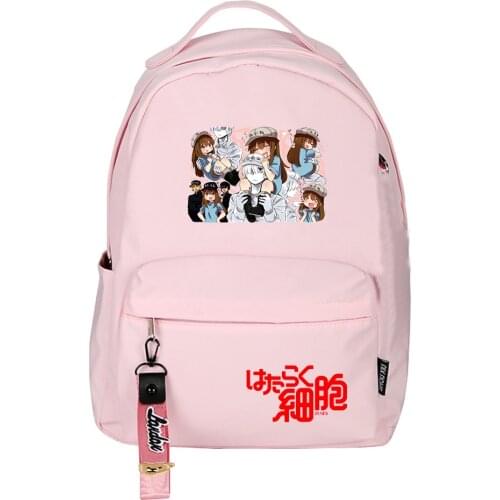 Cells at Work Anime School Bags Kawaii Girls Bookbag Women Pink Shoulder Bags Cartoon Travel Backpack Unisex Rugzak
