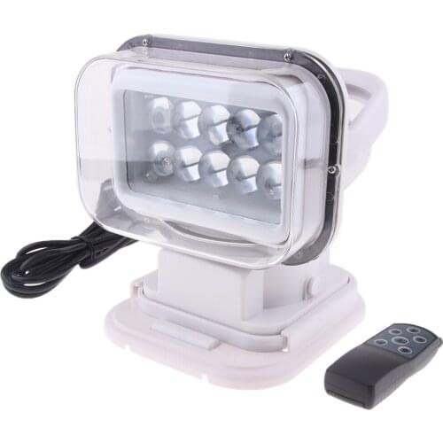 Wireless Remote Control LED Spotlight Search Light White Shell 12/24V 7500K