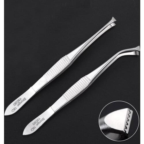 Stainless steel 11cm fixed corneal forceps, plucking forceps, muscle clamps, microscopic instruments, straight, curved, and mult