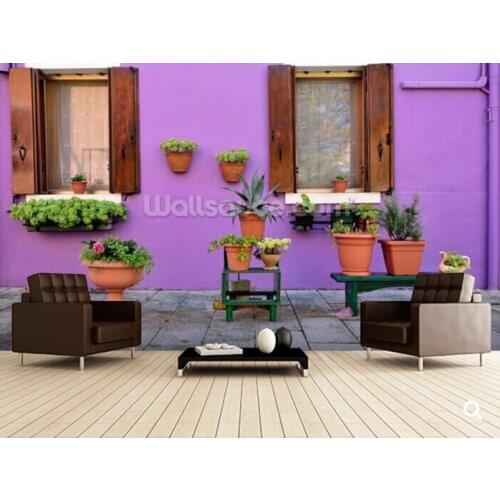 Custom purple wallpaper,Purple Burano Island House, Venice,3D natural mural for living room bedroom wall wallpaper restaurants
