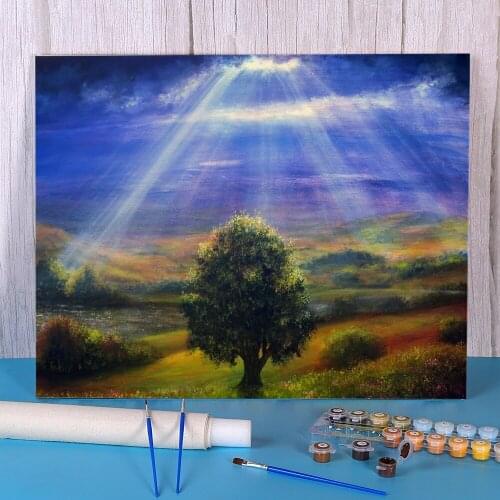 Natural Scenery Feeling Blessed Paint By Numbers Complete Kit Oil Paints 50*70 Canvas Pictures Handmade Children Drawing