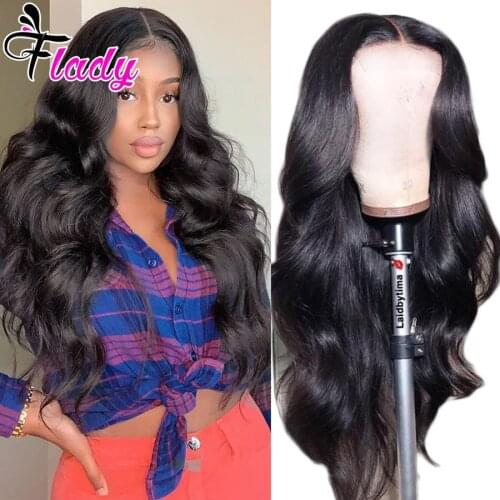 HD Transparent Lace Front Human Hair Wigs PrePlucked 13x6 180% Brazilian Body Wave Lace Frontal Wig With Baby Hair Remy Flady