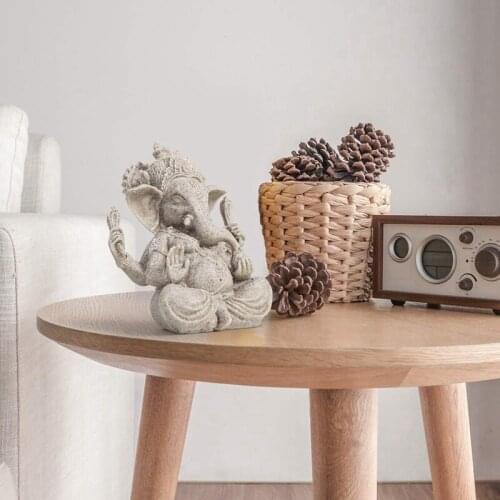 Hot XD-Elephant Statue Sculpture Sandstone Ganesha Buddha Handmade Figurine