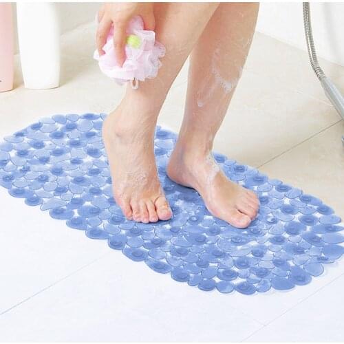 Bathroom Non-slip Floor Mat PVC Thicken Pebble Anti-skid Shower Bath Foot Pad Transparent Non-slip Mat with Suction Cup