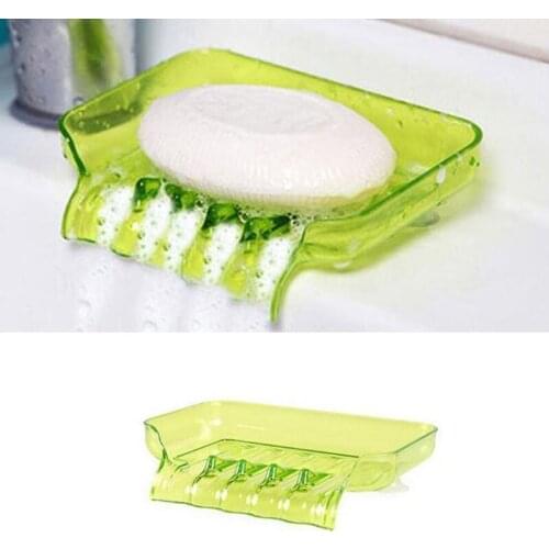 Colorful Waterfall Soap Suck Holder Case Shower Soap Dish Bathroom Accessories Soap Box Tray Drain Holder