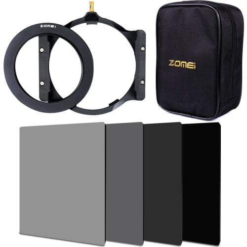 Zomei 150*100mm G.ND ND2+ND4+ND8+ND16 Neutral Density square filter+filter holder+16 slot case+67/72/77/82/86mm adapter ring