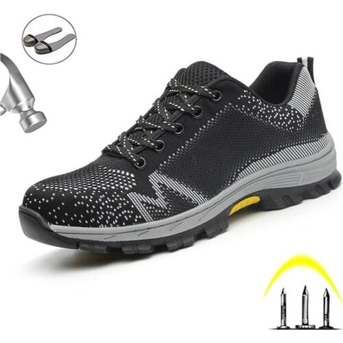 Lightweight Safety Shoes Mens Indestructible Steel Toe Cap Work Boots Construction Puncture-Proof Breathable Sneakeres For Men