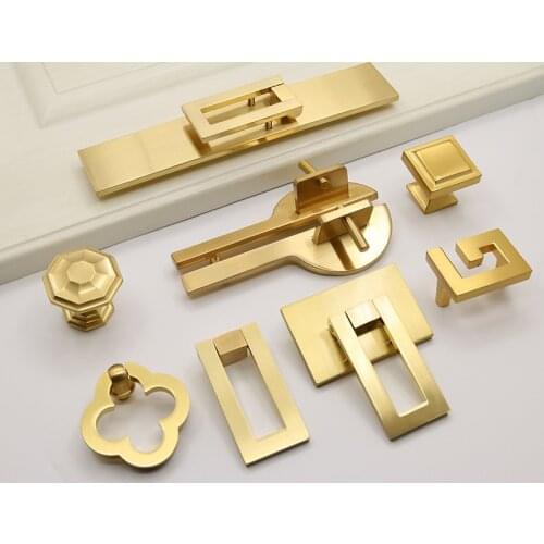 Copper handle single hole round hollow square classical wardrobe Pulls door handle bronze gold cabinet Knob drawer Knobs
