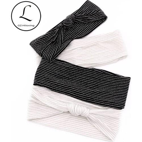 Boho Shinning Silver Ribbed headbands For women Vintage Stretch Cotton hairBands hair Accessories For Ladies Girls Wholelsale