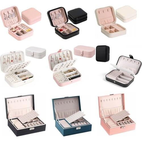Jewelry Organizer Display Travel Jewelry Case Boxes Jewelry Box Leather Storage Organizer Earring Holder