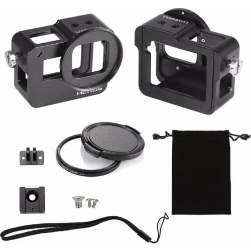 Aluminium Alloy Skeleton Thick Solid Protective Case Shell with 52mm UV Filter for Gopro Hero 6 5 Camera