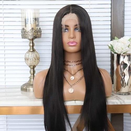 Straight Wigs for Women Long Synthetic Wig Natural Hair T Part Lace Wigs Heat Resistant Fibre Hair Daily Wear Middle Part Hair