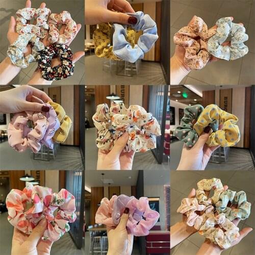 Summer new floral large intestine hair ring simple Korean mesh hair ornaments high elastic rubber band hair rope ins head rope