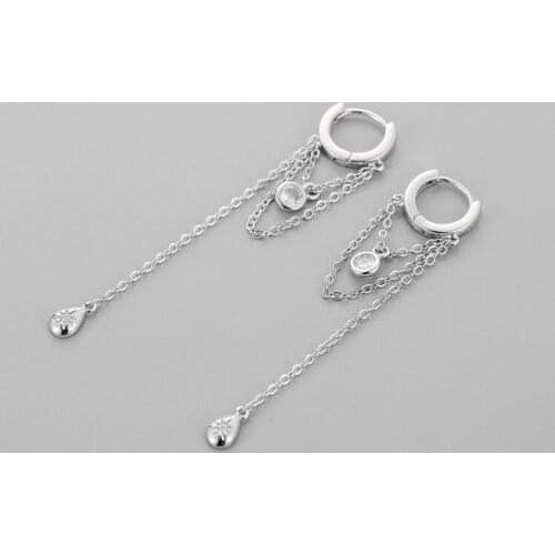 2021 New Silver Plated Earrings with Long Tassel Cuffs for Women Wedding Party Jewelry Pendant Anniversary Birthday Party Gift