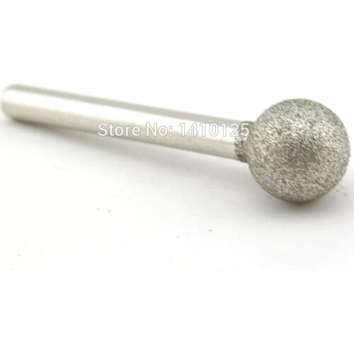 8.5-15 mm Dia Spherical Head Diamond Grinding Bit Coated Mounted Points Round Ball Burs Shank 6 Grit 80 Tools for Stone Gems