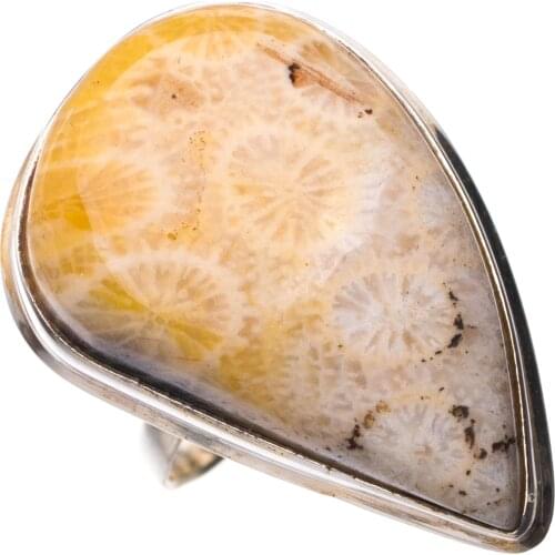 StarGems Natural Chrysanthemum Jasper Handmade 925 Sterling Silver Ring 6 E2532