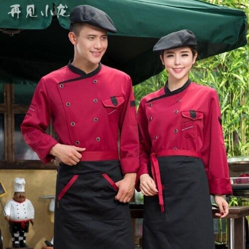 Hotel Chef Uniform Restaurant Coffee Shop Female Waitress Clothes Long Sleeves Kitchen Chef Jacket Clothing Plus Size B-5905