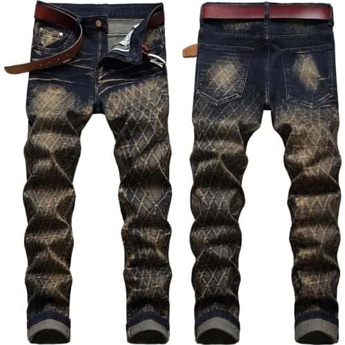 KIOVNO Men Vintage Slim Jeans Pants Stretch Casual Denim Trousers For Male Streetwear Washed