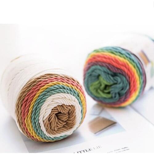 Knitting Yarn For Knit ball of yarn Cotton Handmade Diy Wool 5 Strands of Rainbow Sweater Dyed Milk Cotton Blanket Material