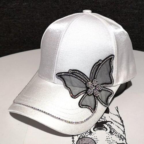 2020 Women Rhinestone Butterfly Baseball Cap Mercerized Cotton Cool Baseball Hat Fashion Spring Summer Hat