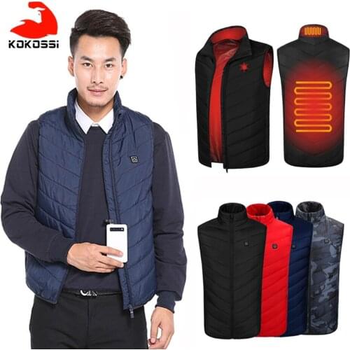 KoKossi 1PCS Heated Vest Men Electric Heating Vest Thermal Warm Clothes Outdoor Fishing Hunting Vest Winter Usb Heated Jacket