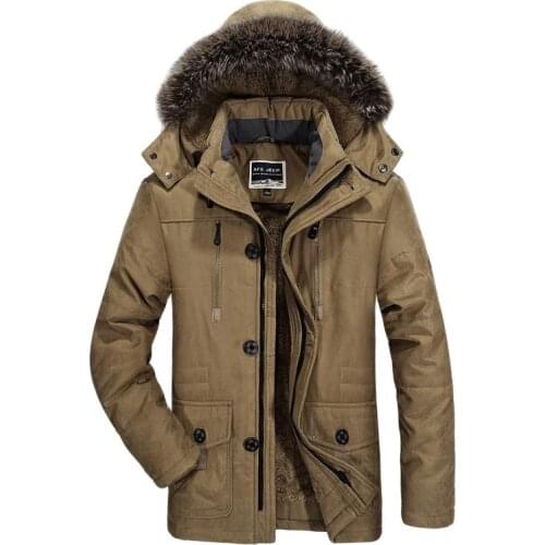 Winter Mens Plus Velvet Thick Large Size Long Coat Coat Middle-aged Thick Warm Coat Jacket M-5XL Enlarge Size Men Jacket Winter