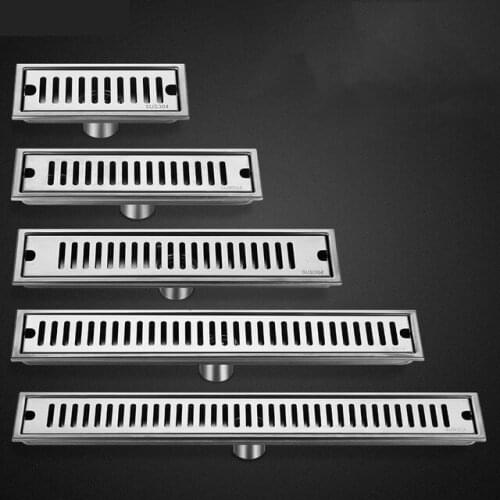 1Set 304 Stainless Steel Floor Drain Bathroom Shower Long Drainage Square Large Floor Drains Cover Roof