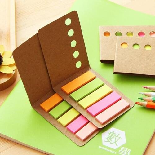 1pcs/lot Kawaii Kraft Rainbow series Memo pad bookmarker note Folding memo pad sticky notes Office School supplies