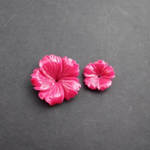 10pieces/lot) Carved 20mm 30mm Flowers Space parts HOT PINK Color Artificial Coral Findings for Jewelry making