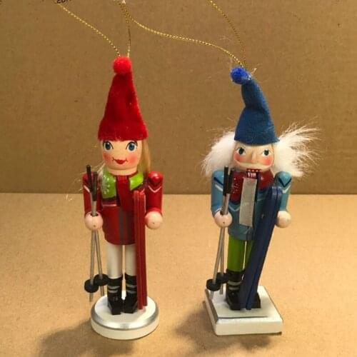 12cm nutcracker puppet skier Christmas decoration toy desktop doll childrens Christmas pendant gift toys ht149