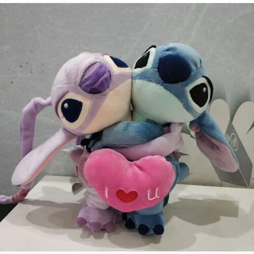 20cm Lilo And Stitch Plush Toys Holding love Stitch Angel Stuffed Soft doll For Couple girlfriend gifts