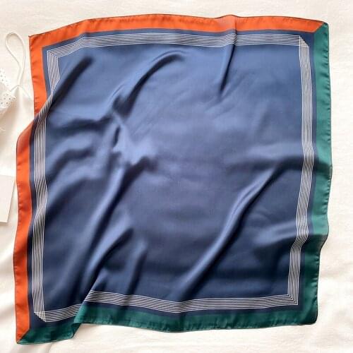 2021 Silk Neck Scarf for Women Square Foulard Scarfs Female Hairband Designer Print Office Lady Neckerchief Bandana Scarves 70CM