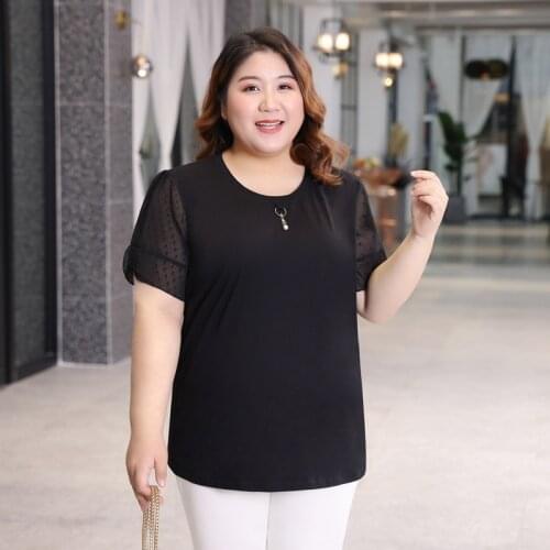 2XL To 7XL Plus Size Women Blouses Summer Tops Korean Version Loose Thin Short Sleeve Casual Shirts Blusas Mujer De Moda T9311