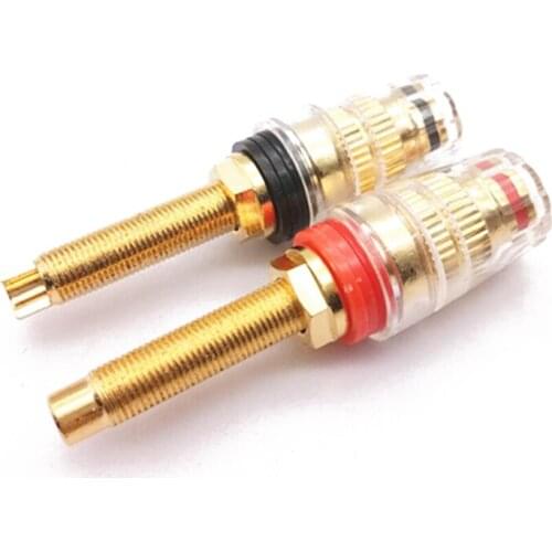 4mm Banana Plugs Terminals Connector Binding Post Socket Brass +Transparent Plastic Cover for Amplifier Speaker Audio Video Plug