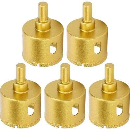 5Pcs 45mm Golden Diamond Hole Saw Drill Bit Core Drill Cutter for Glass Ceramic Porcelain Tiles Marble Granite Quartz