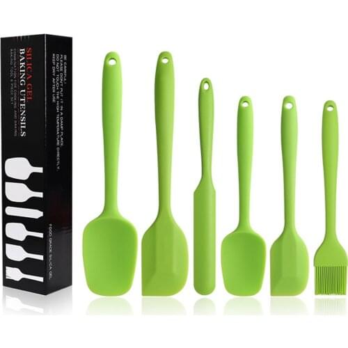6 Pcs Spatula Sets BPA Free Silicone Scrapers Spoon Non-Stick Silica Cake BBQ Heat Resistant Flexible Scraping Baking Tools