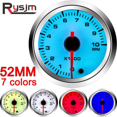 7 Colors 52mm 0-10000 RPM Meter Tachometer Gauge For 12V Gasoline Motor Engine Electrical Tacho Gauge Motorcycle Car Accessories