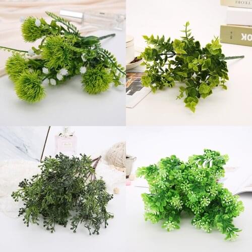 7 Fork water grass Eucalyptus Plastic Artificial Plants Green Grass plastic flower Plant Wedding Home Decoration Table Decors