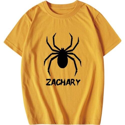 9 Color Personalized Halloween Spider Tee Shirt for Kids Summer Cotton Tee Outfit Childrens Gift Shirt