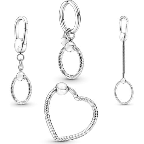 925 silver DIY pan original key chain Heart shaped string hanging ring