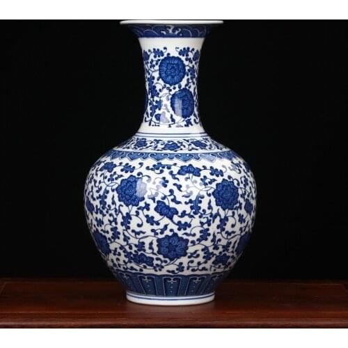 Antique Chinese Blue And White Porcelain Vases For Home Decoration