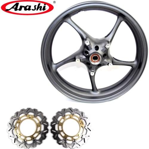 Arashi YZF R1 R6 Set Front Wheel Rim Rims Brake Disc For YAMAHA YZF-R1 YZF-R6 2006-2012 2007 2008 2009 2010 2011 Matte Black