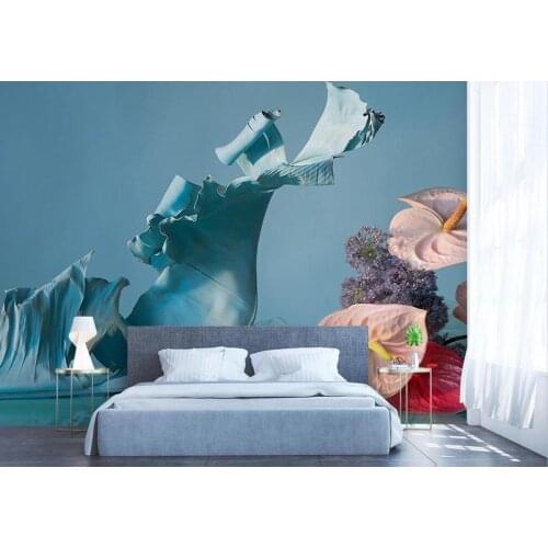 Customized large-scale 3D mural wallpaper 3D modern creative basana-leaf relief background wall painting