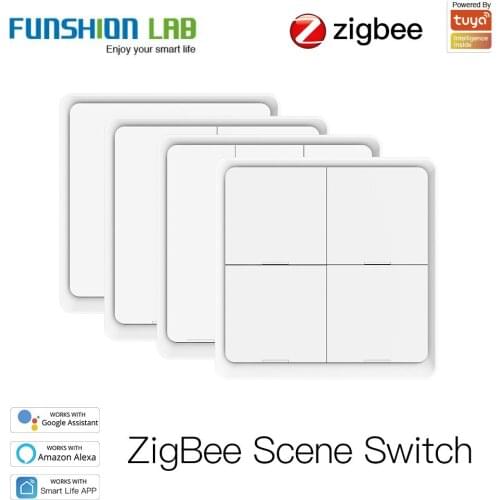 4 Gang Tuya ZigBee Wireless 12 Scene Switch Push Button Controller By battery 2MQTT Setup Automation Scenario for Tuya Devices