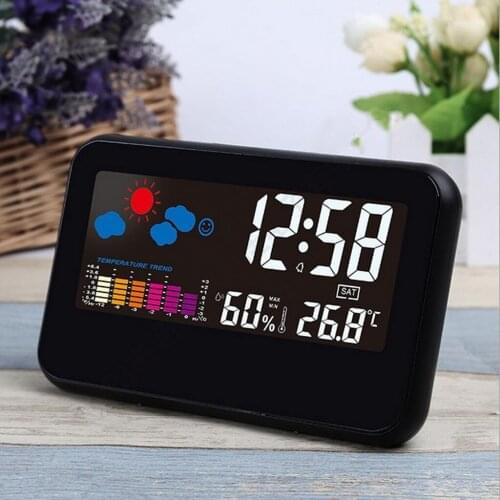 Alarm Clock Calendar Temperature Humidity Weather Forecast, Full Calendar, Large Backlit LCD Atomic Clock