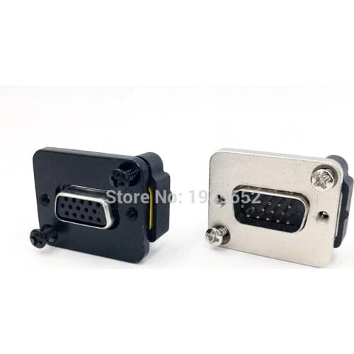 DB15 data cable connector plug VGA Plug Panel mounting D type connector 3 row 15pin port socket female Male adapter DP15