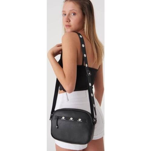 Womens Black Daisy Detailed Shoulder Bags Ç3275 - F13 Adx-0000024175