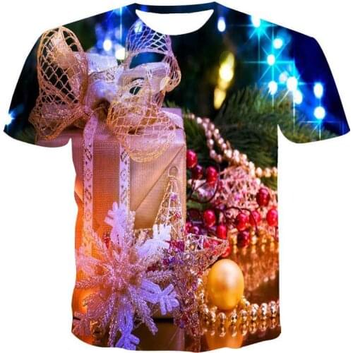 New T-shirt mens high-quality mens and womens T-shirt Christmas short sleeve 3D printing Christmas holiday mens T-shirt